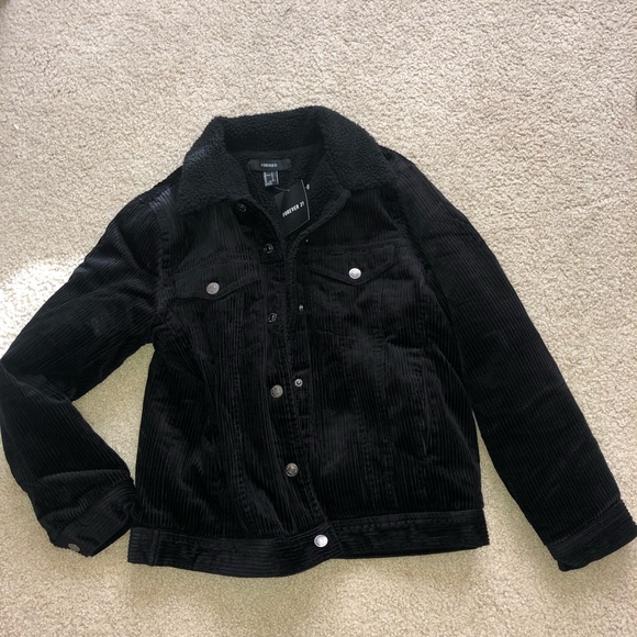 Forever 21 Jackets & Blazers - Forever 21 Black Corduroy Sherpa Jacket